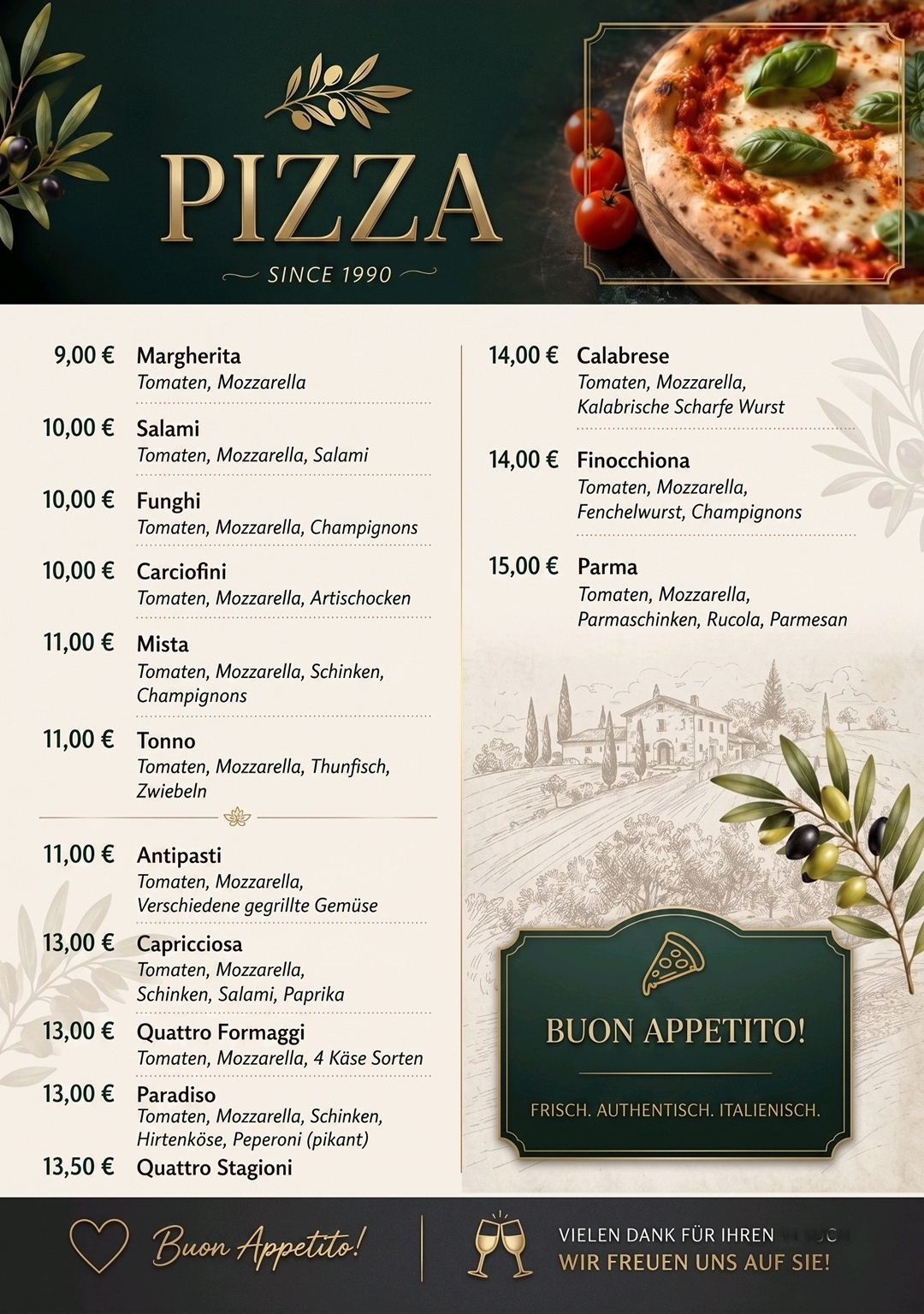 Pizzakarte Pizzakarte